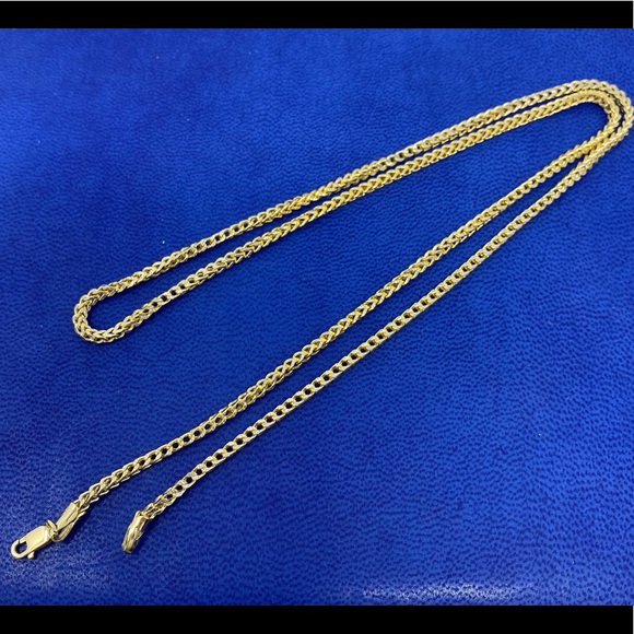 Real 14k Yellow Gold Hollow Franco Necklace